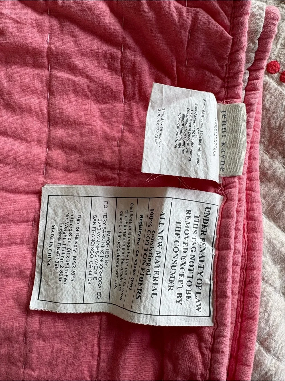 Jenni Kayne x Pottery Barn Kids / Quilt and complete sheet set (Twin size)